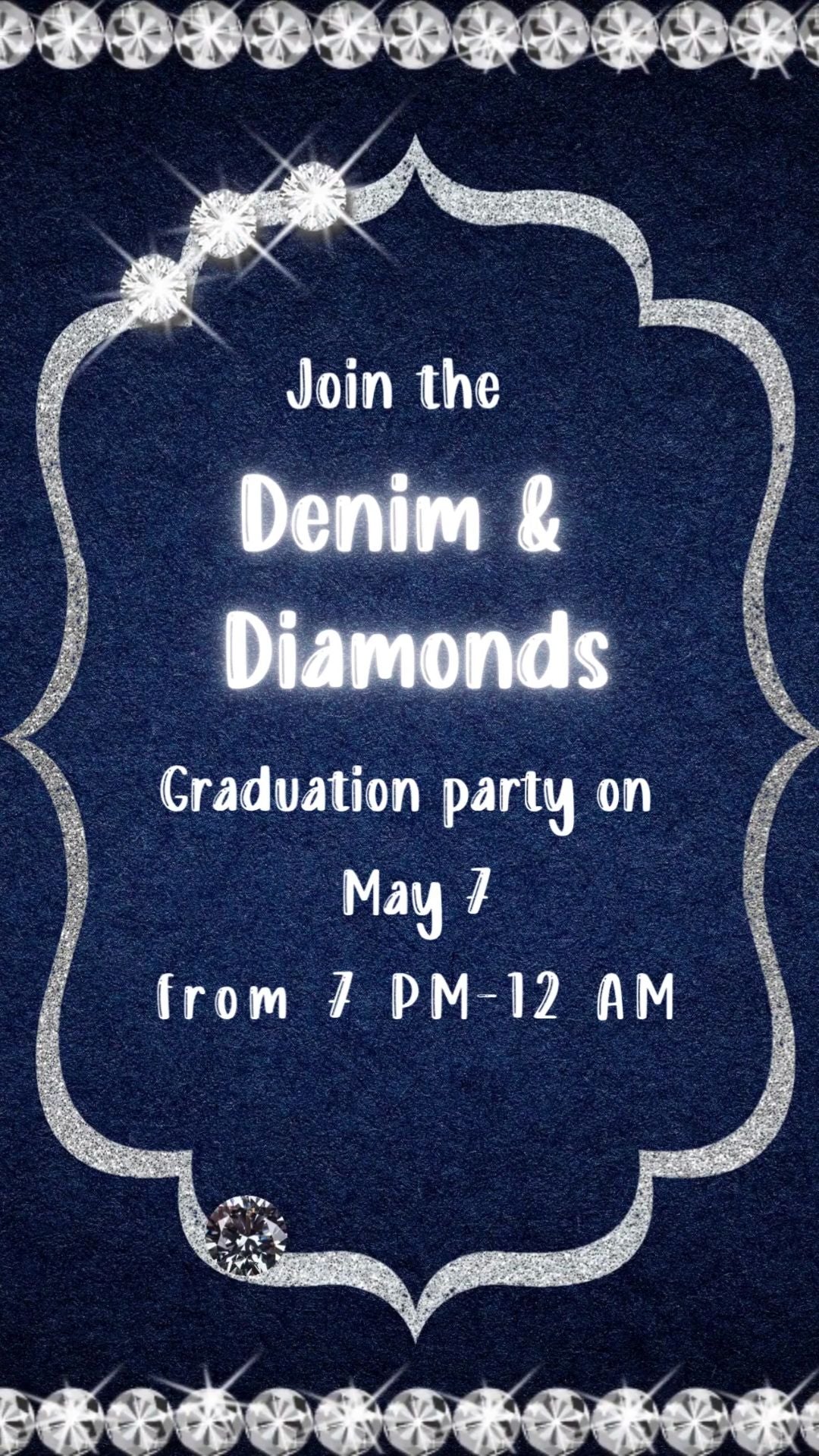 Denim & Diamond Graduation Invitation -  Shine Like Diamond Graduation Digital Invite | Class of 2026 Invite | Canva Template | Instant Download