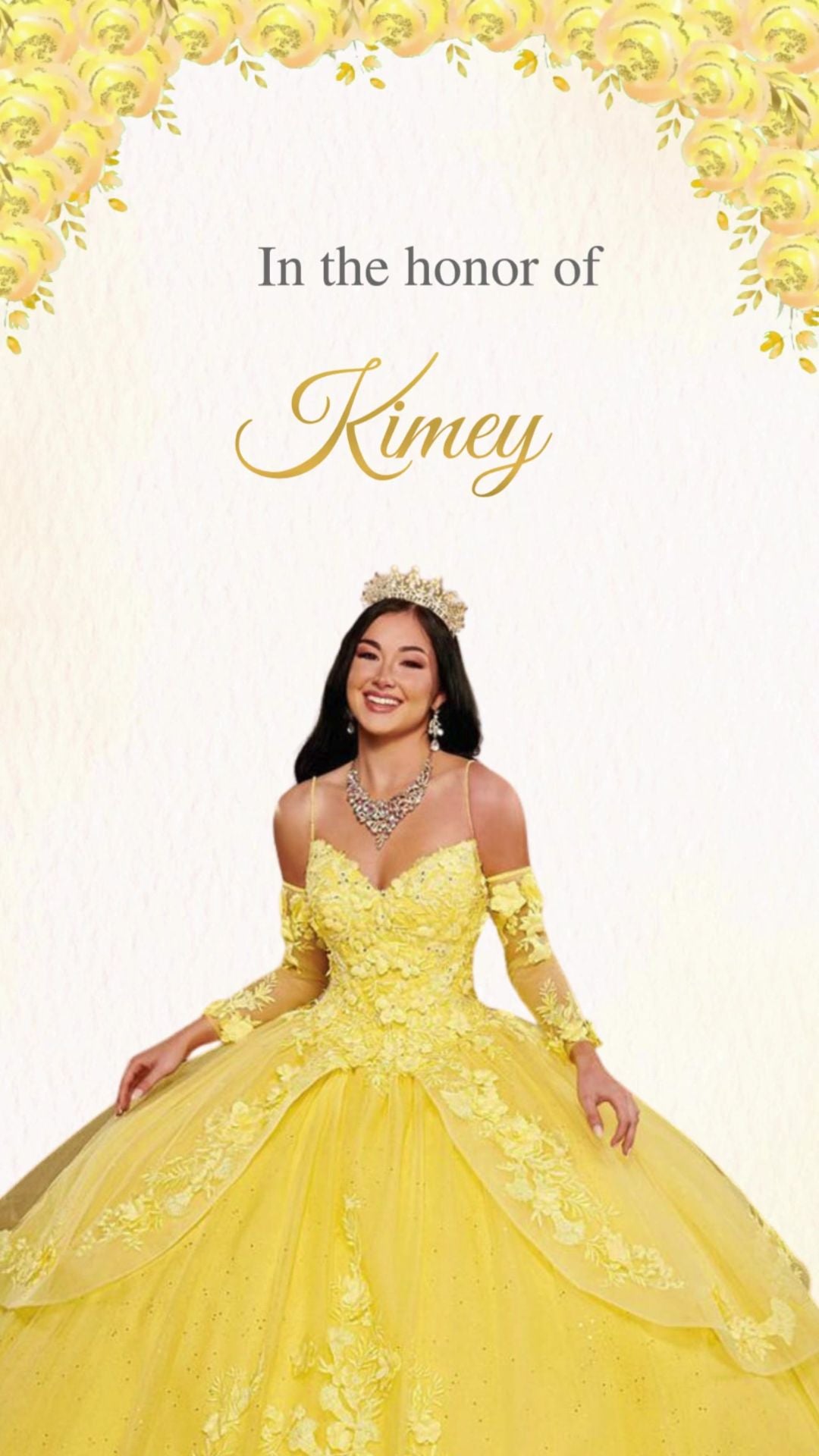 Yellow Gold Quinceañera Video Invitation | Elegant Gold Quince Party Invite | Royal Yellow Quinceañera Digital Invitation | Canva Template | Instant Download