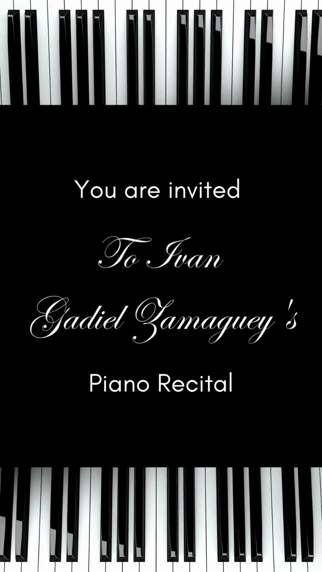 Piano Recital Birthday Video Invitation - Piano Recital Theme Party Concert Invite | Canva Template | Instant Download
