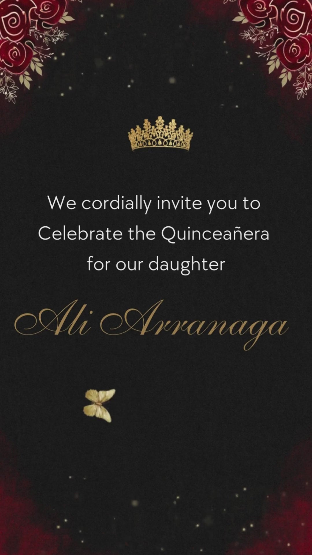 Black, Red and Gold Cowgirl Quinceañera Animated Video Invitation | Canva Template | Instant Download