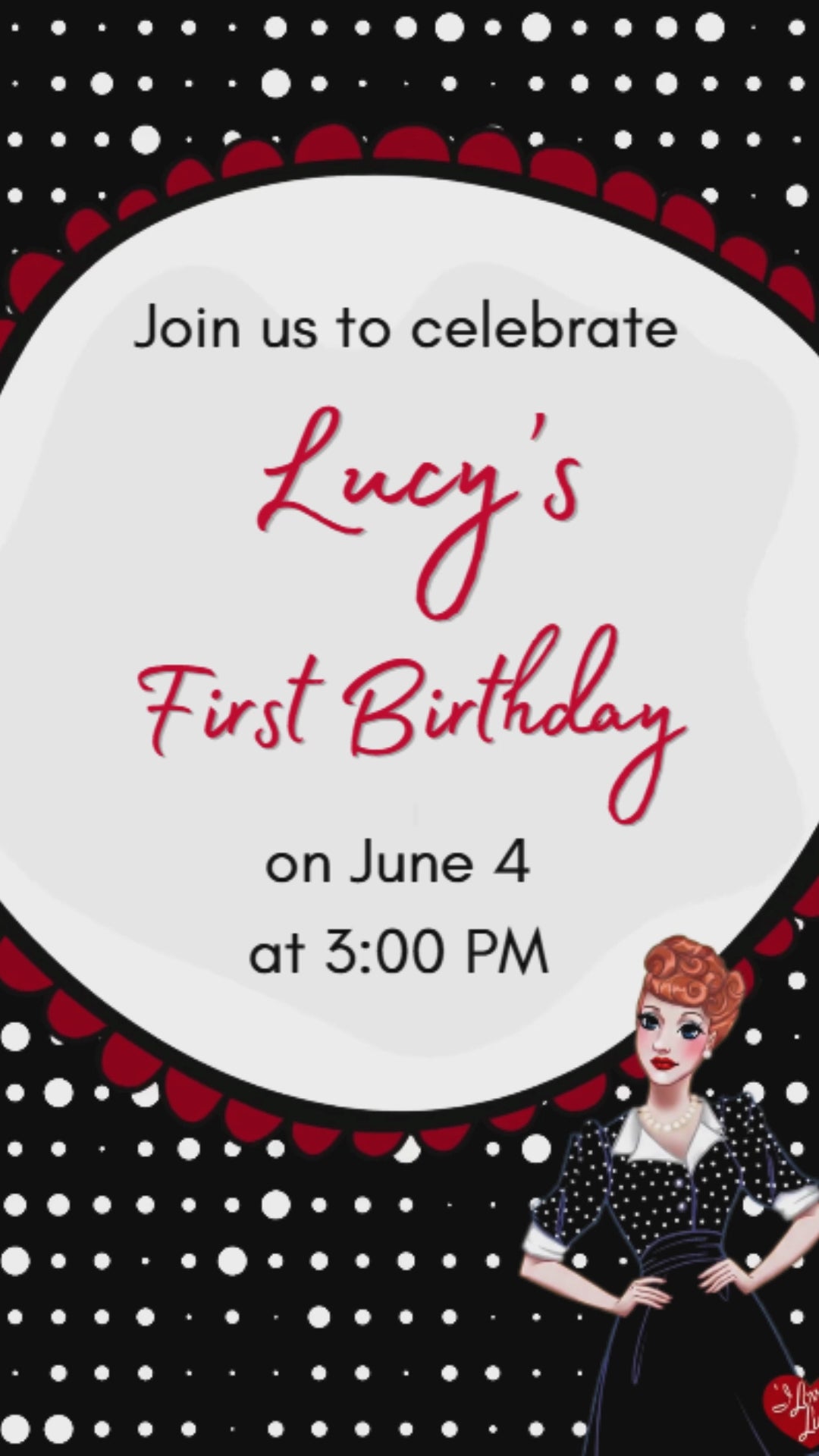 I love Lucy Birthday Video Invitation - I love Lucy Animated Theme Invite | Canva Template | Digital Download