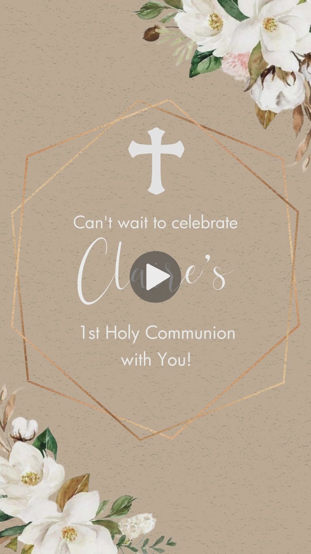 Holy Communion Video Invitation - Holy Communion Theme Party Invite