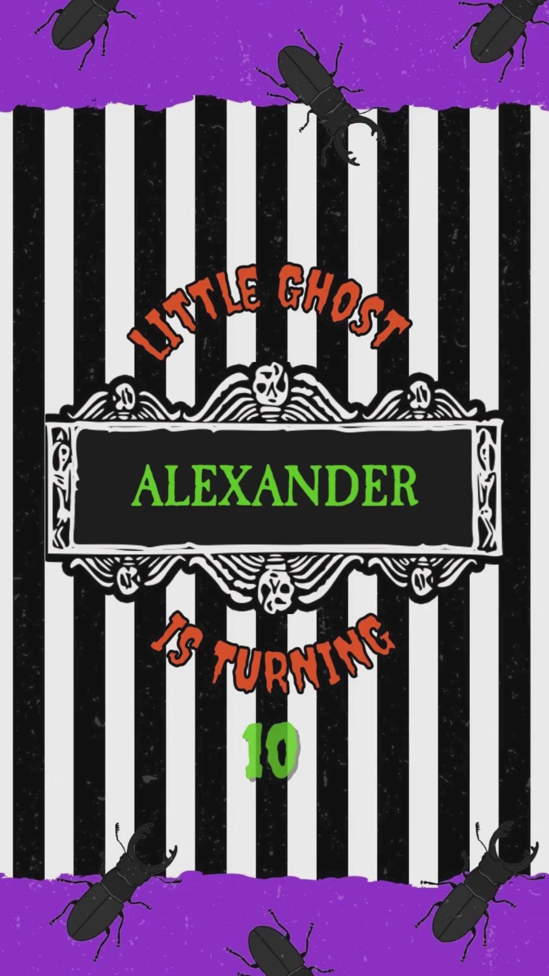 Beetlejuice Birthday Invitation - Beetlejuice Halloween Theme Party Invite