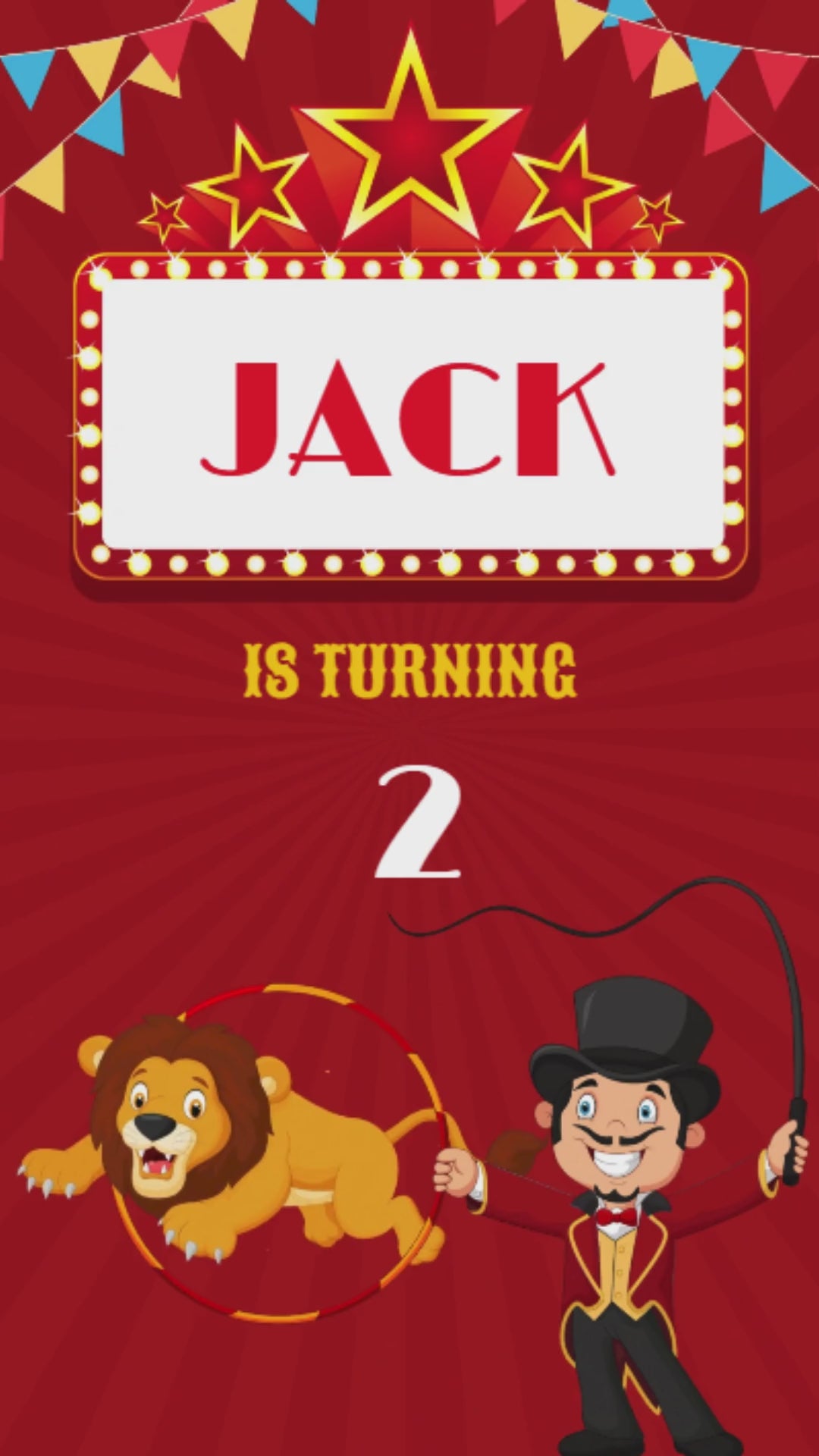Circus Birthday Video Invitation - Circus Theme Birthday Party Invite | Canva Template | Instant Download