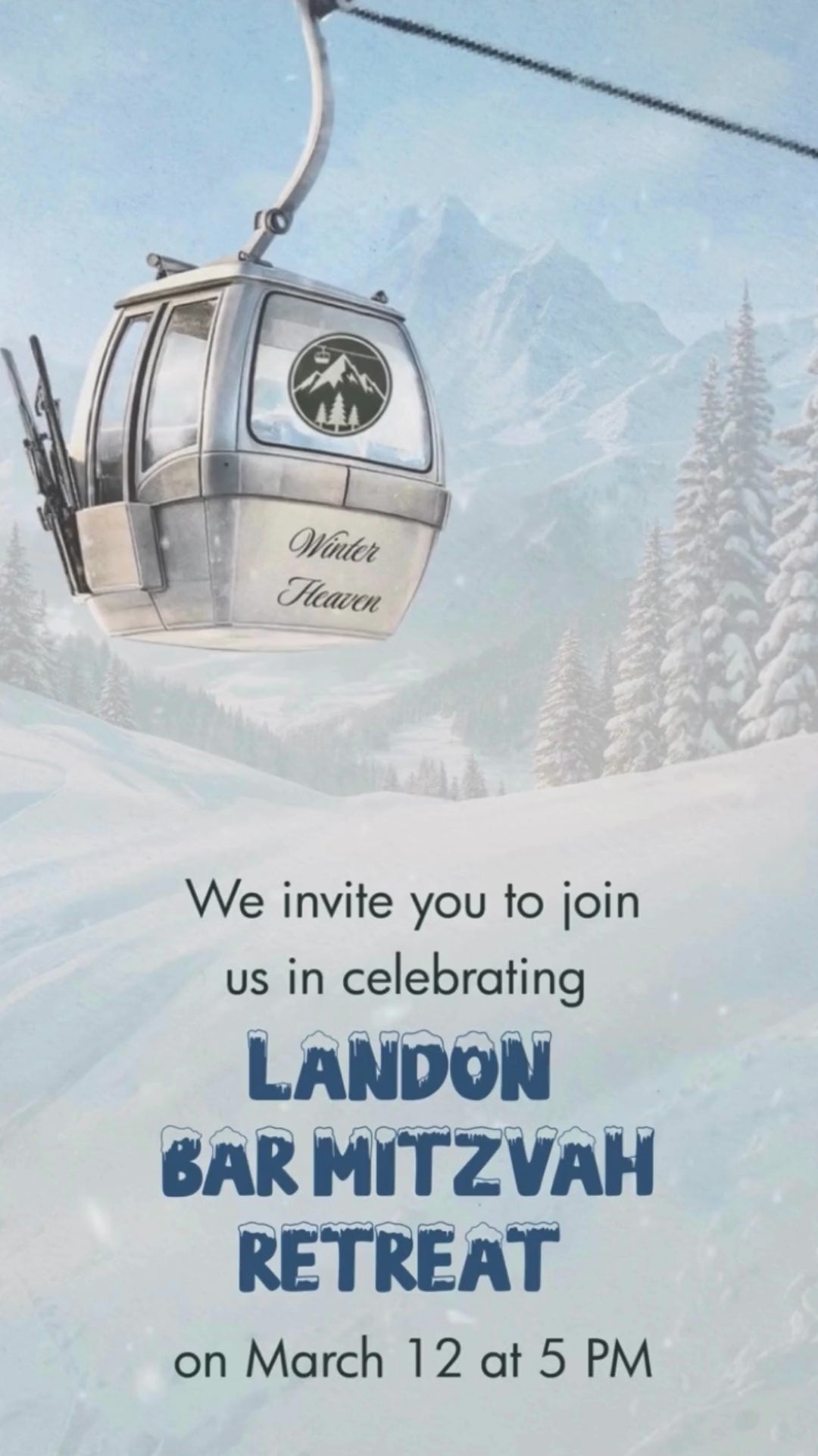 Animated Ski-Theme Bar Mitzvah Invitation | Luxury Winter Resort - Bar Mitzvah Invitation | Canva Template | Instant Download