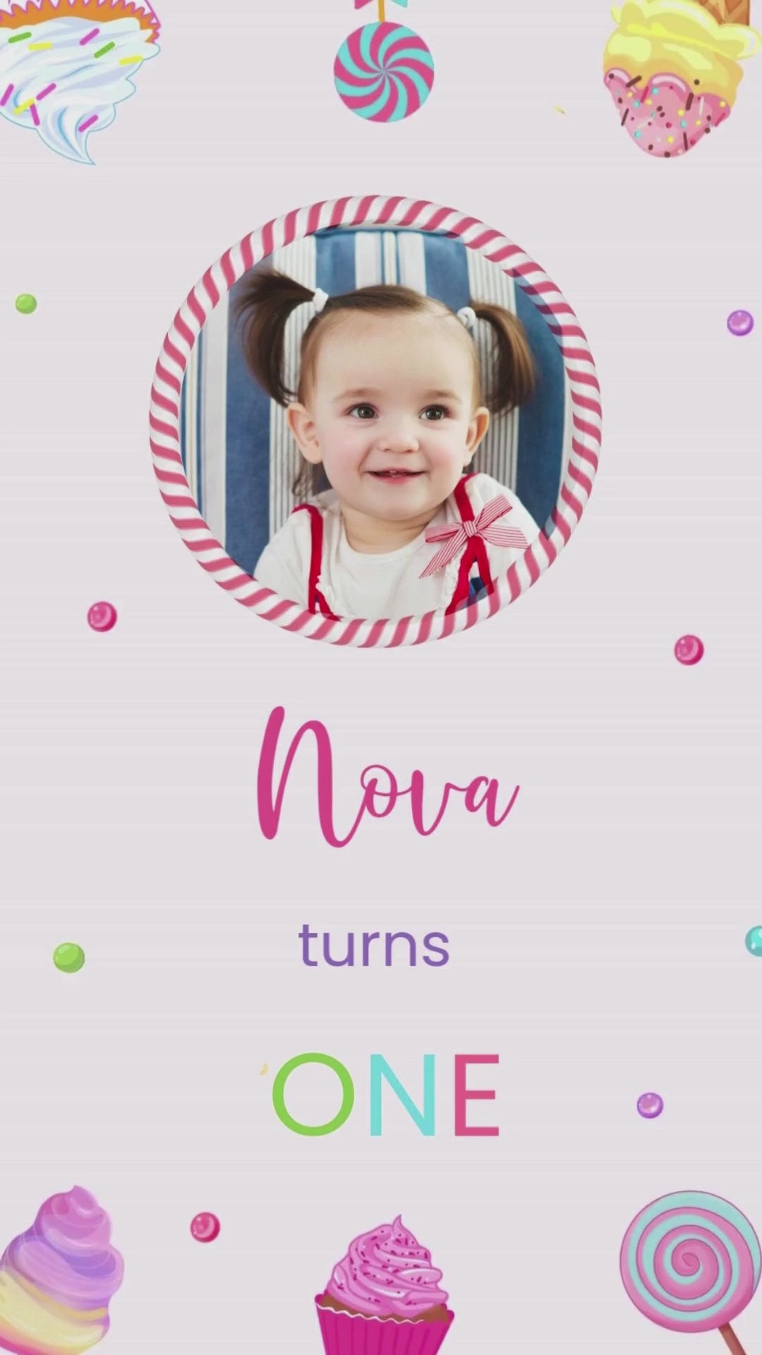 Sweet One Birthday Animated Video Invitation | Canva Template | Instant Downloa