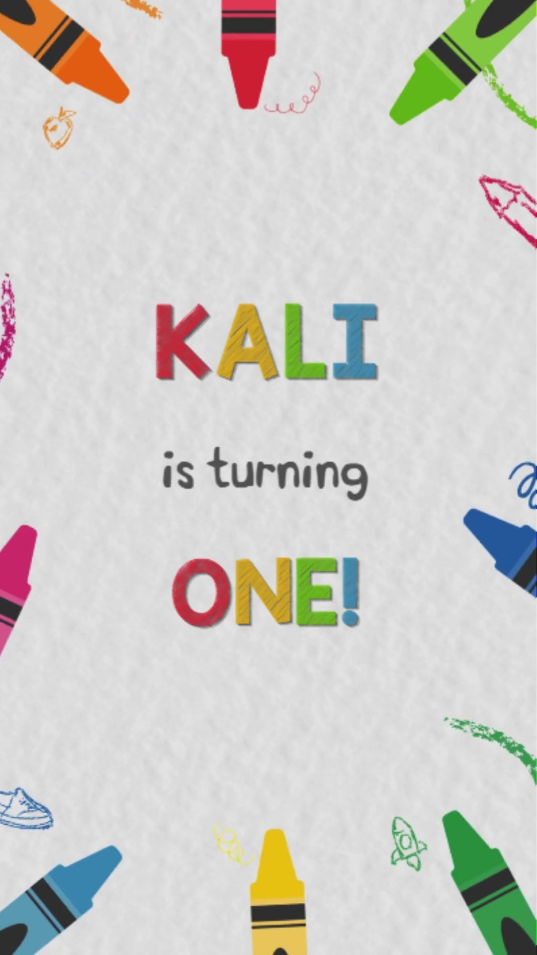 Crayon Birthday Party Video Invitation - Crayon Birthday Party Invite | Canva Template | Instant Download
