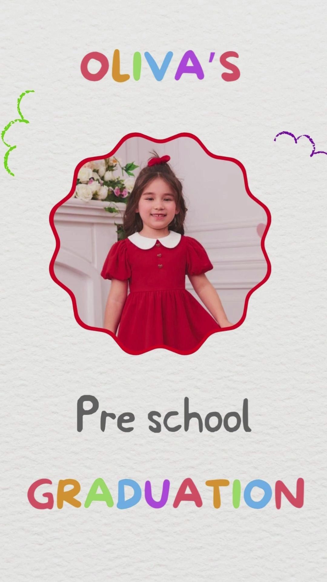 Preschool Graduation Video Invitation - Preschool, Kindergarten Class Graduation Digital Invite
