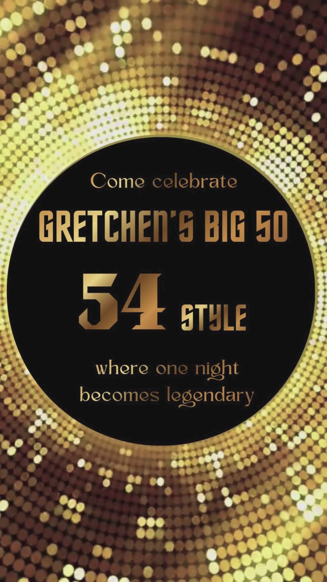 Disco Ball Gold Birthday Animated Video Invitation | Canva Template | Instant Download