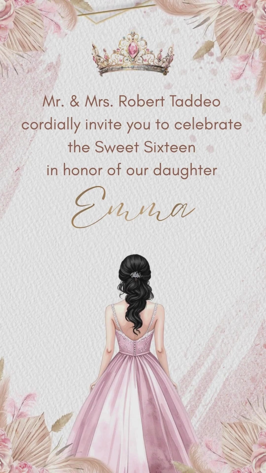Boho Sweet 16 Birthday Videio Invitation - Boho Sweet 16 Theme Birthday Party | Canva Template | Instant Download