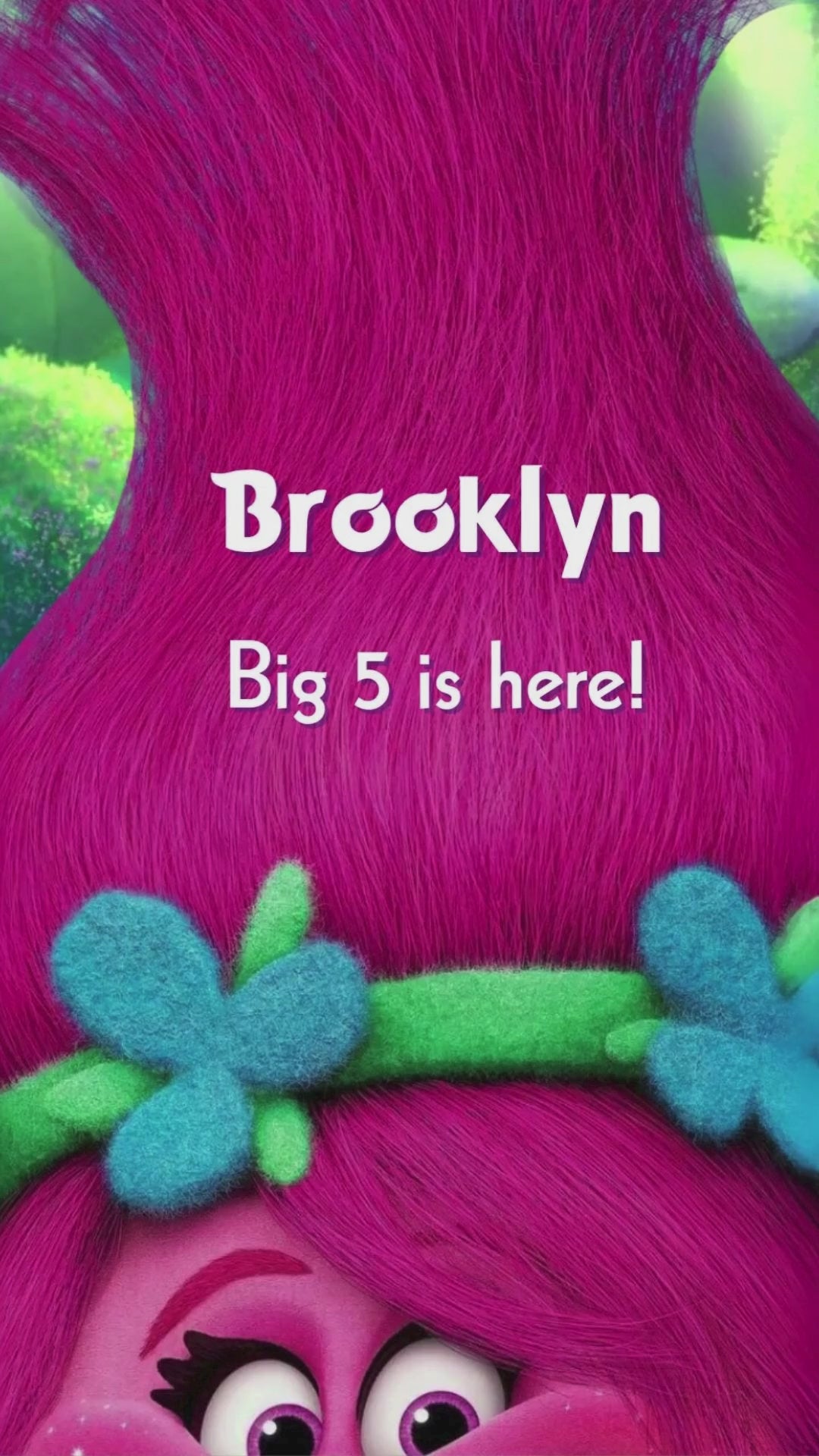 Trolls-inspired animated birthday video invitation template for kids party.