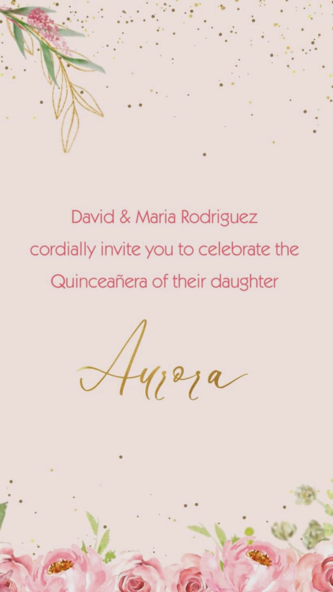 Blush Pink Quinceañera Video Invitation - Blush Pink Quinceañera Theme Quince Años Digital Invite