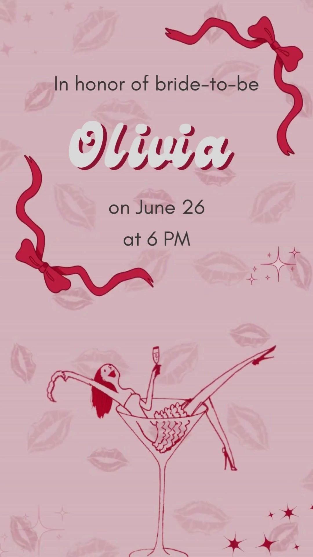 Cute Hand Drawn Bachelorette Video Invitation - Hand Drawn Bachelorette Theme Digital Invite  | Canva Template | Instant Download