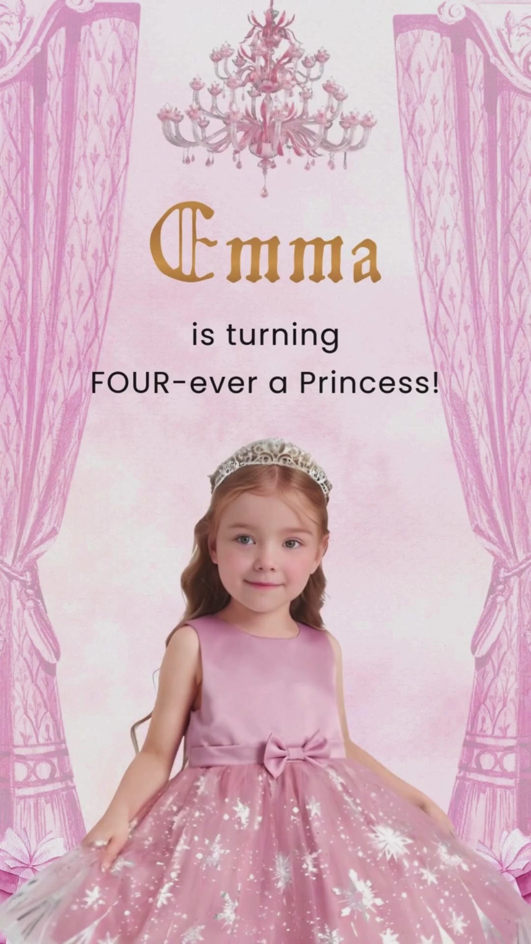 All Princess Birthday Animated Video Invitation | Canva Template | Instant Download