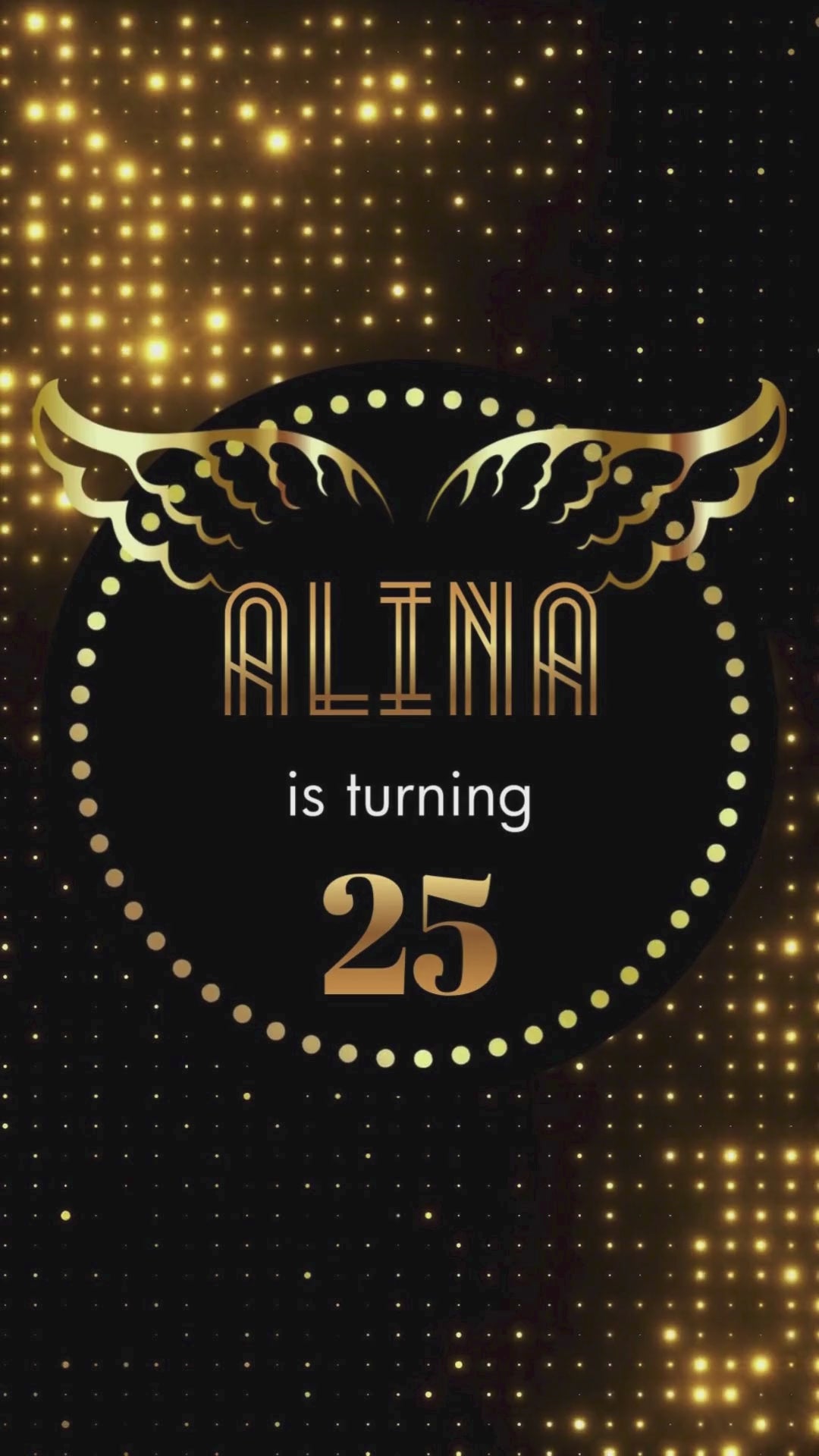 
25th birthday video invitation black and gold theme animated party invite MP4