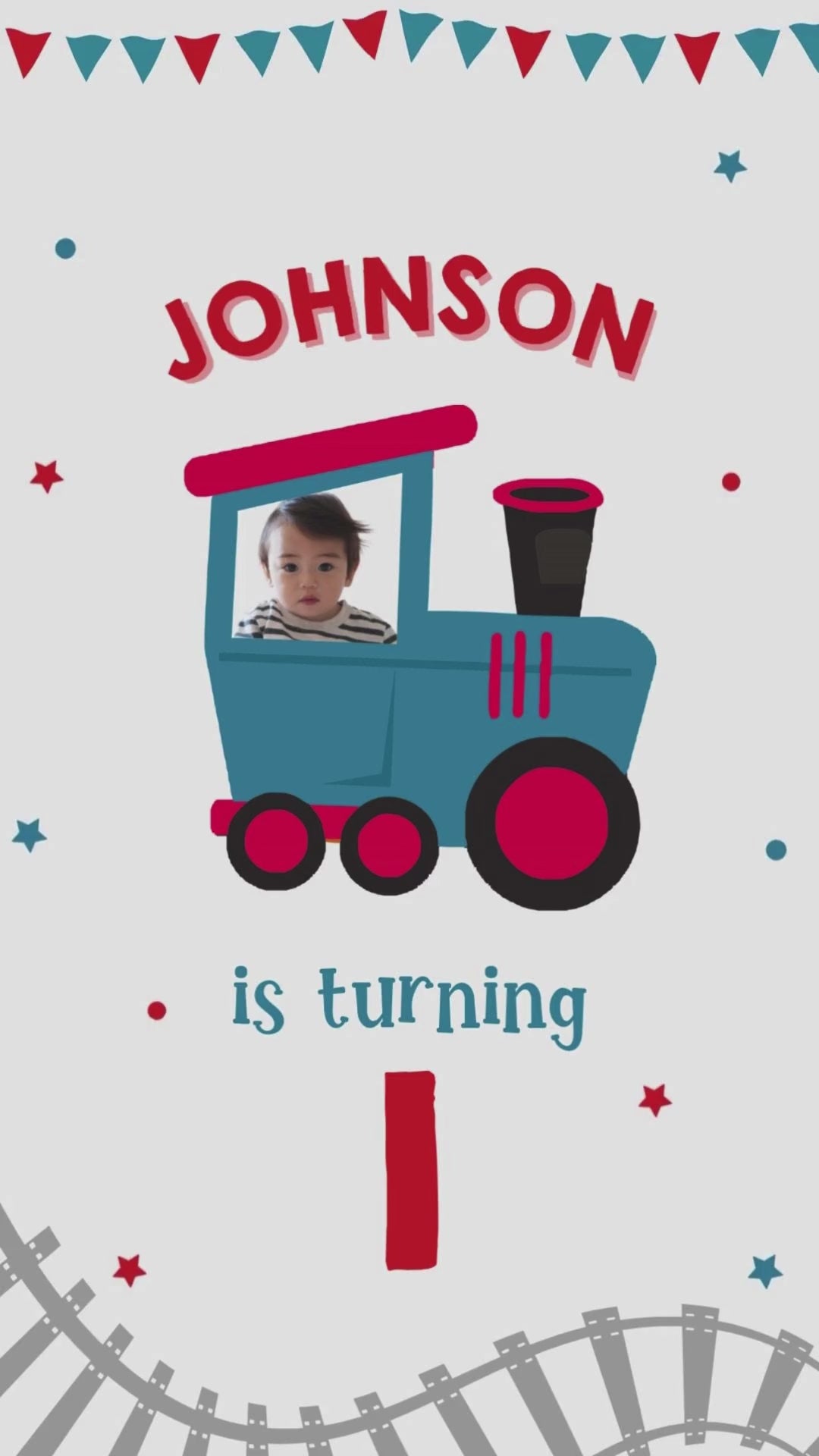 Train Birthday Video Invitation - Train Theme Birthday Party Invite | Canva Template | Instant Download
