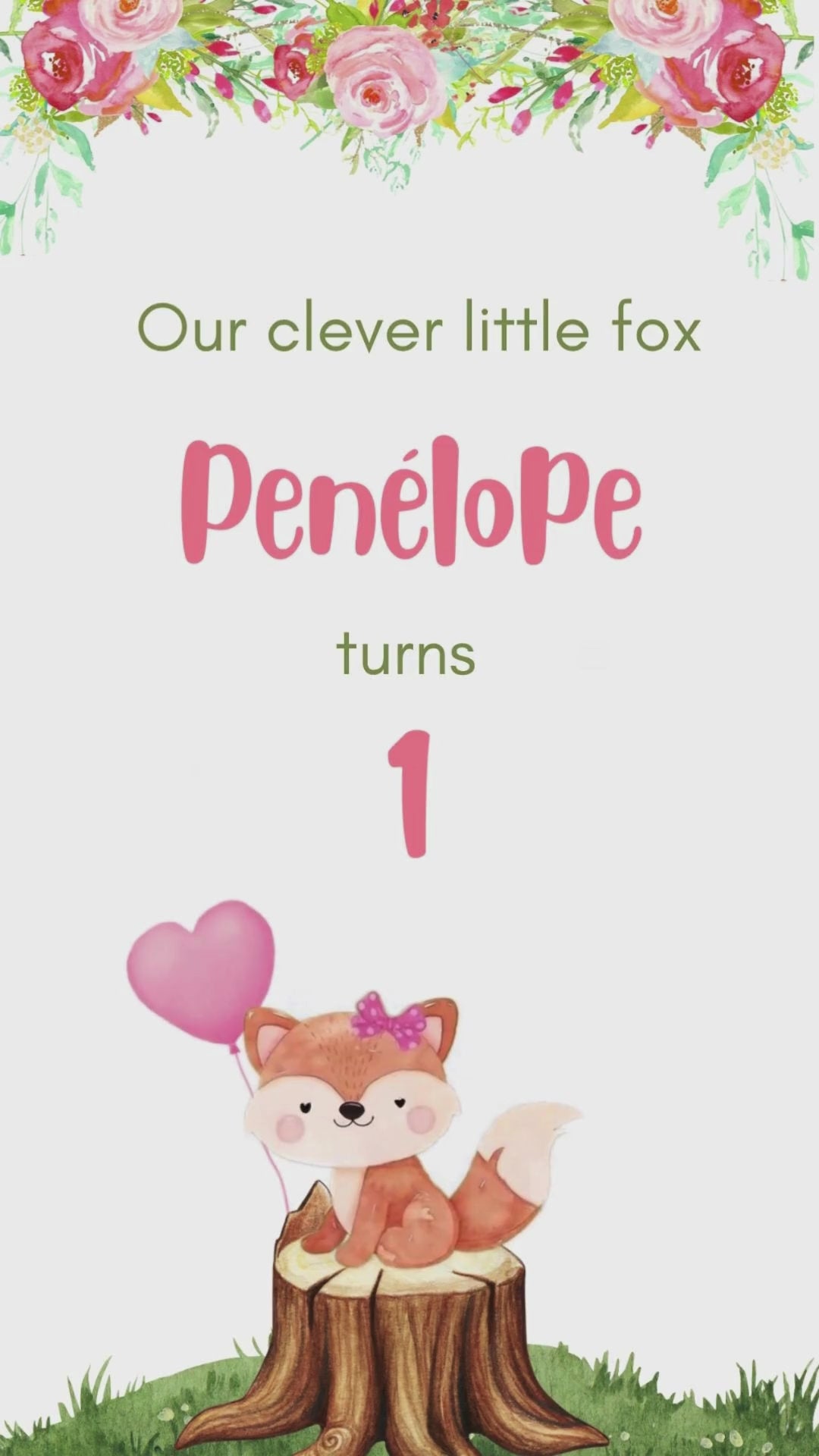 Woodland Animals Pink Birthday Video Invitation - Woodland Animals Theme Party Digital  Invite