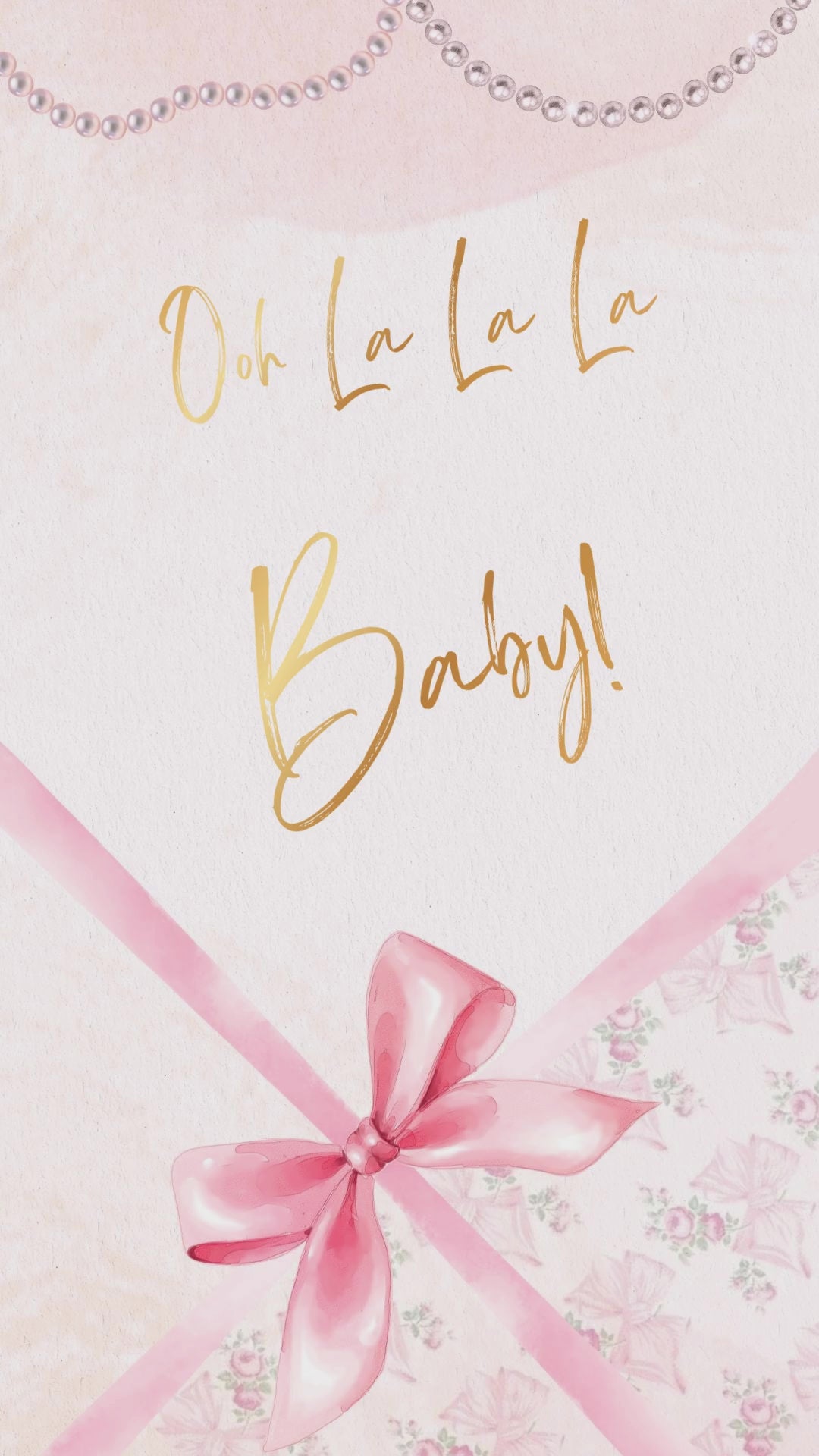 Pink bow girl birthday video invitation with animated balloons and glitter