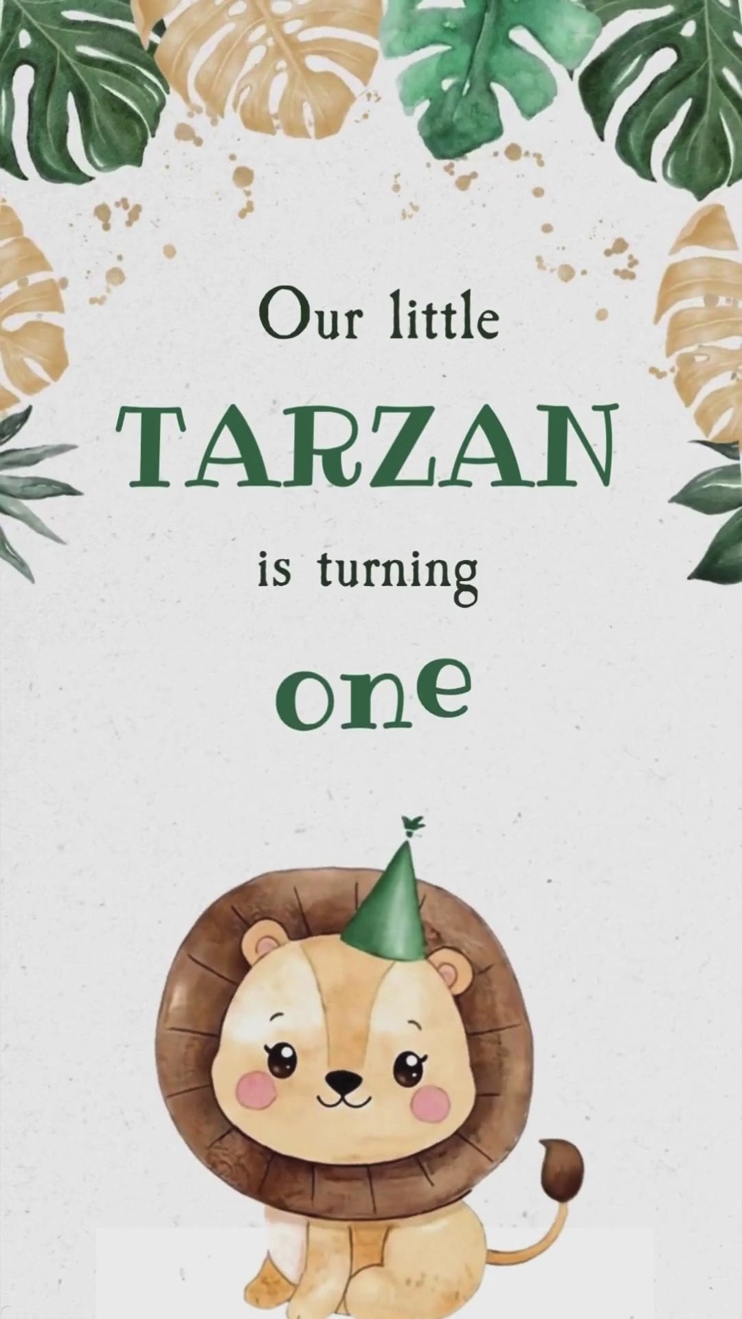 Wild One Jungle Safari Birthday Animated Video Invitation | Canva Template | Instant Download
