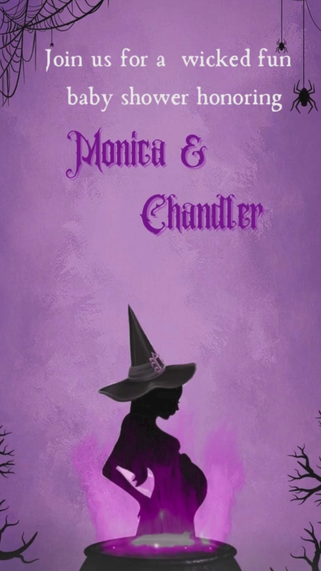 Purple Halloween Baby Shower Animated Video Invitation | Canva Template | Instant Download