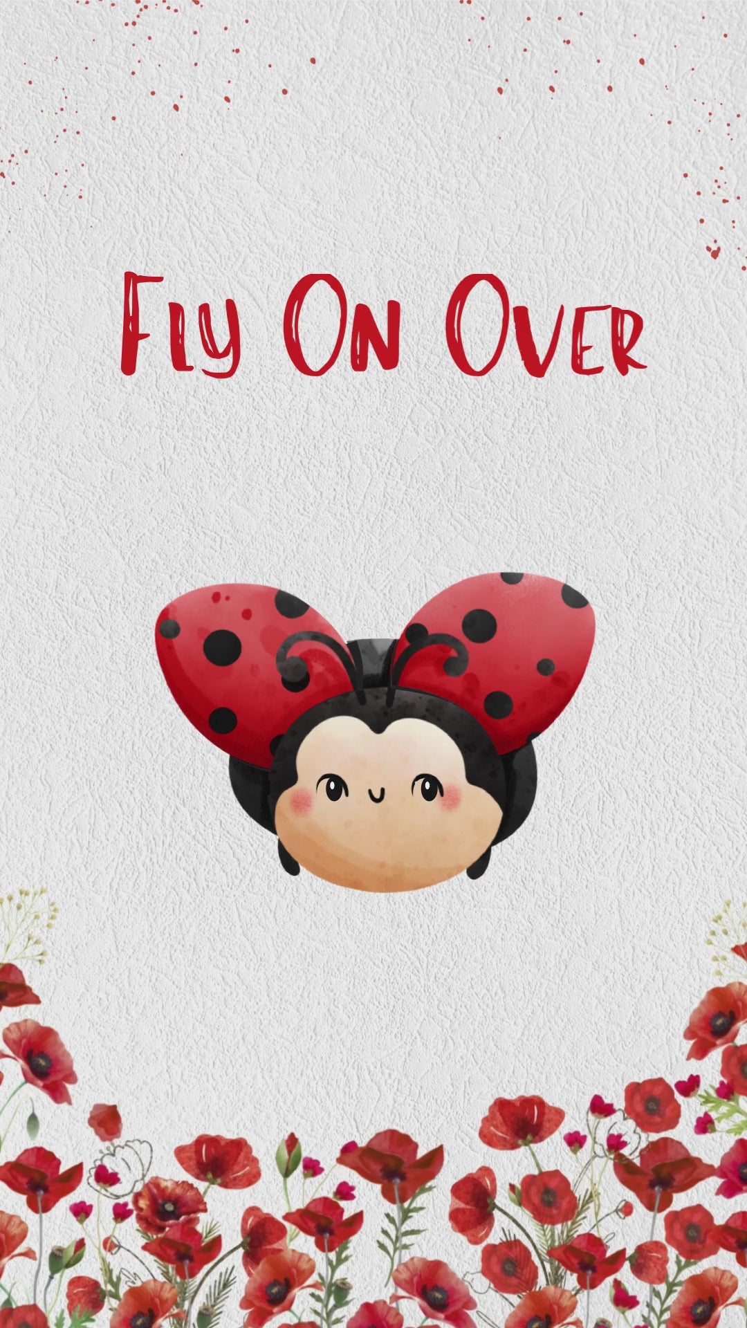 Ladybug and poppy seed flowers animated birthday video invitation.