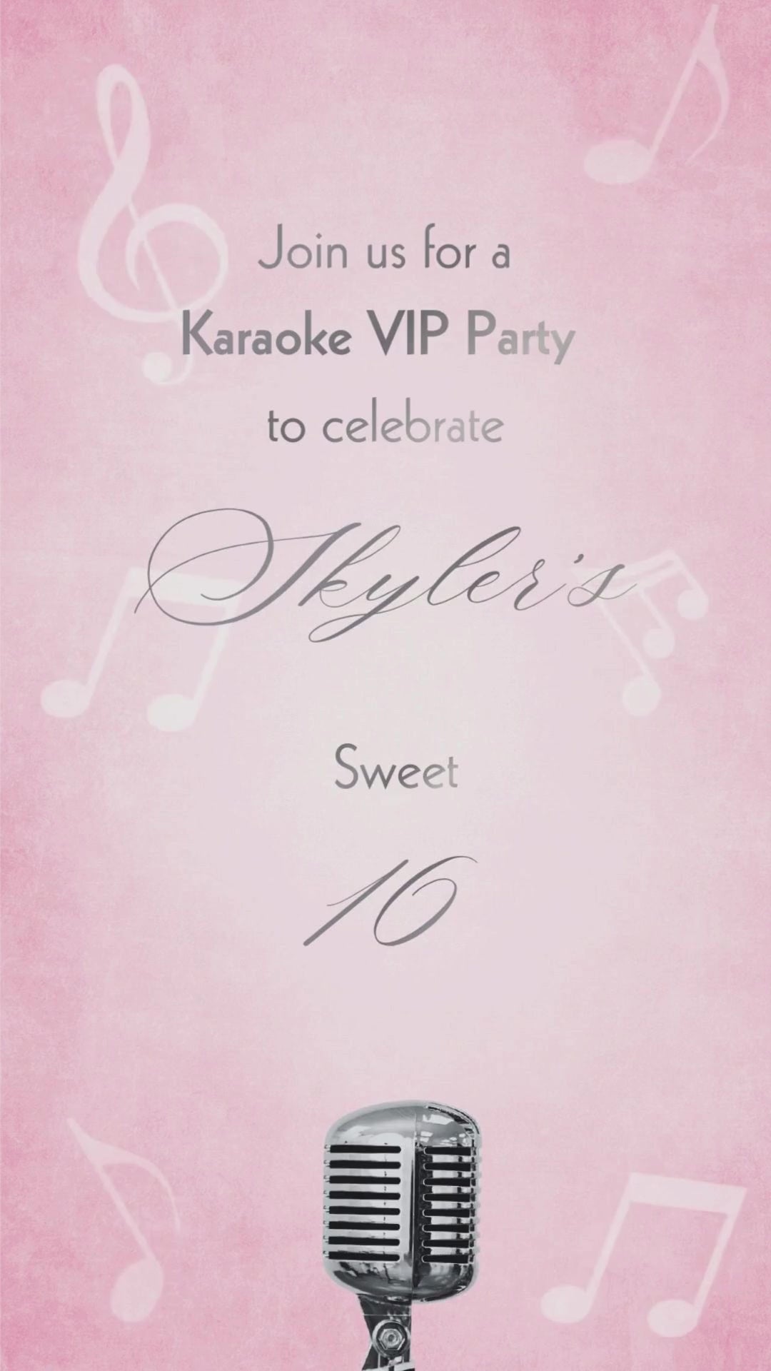Pink Diamond Sweet Sixteen Karaoke Party Invitation - Sparkling Pink Diamond Sweet Sixteen Karaoke Invite