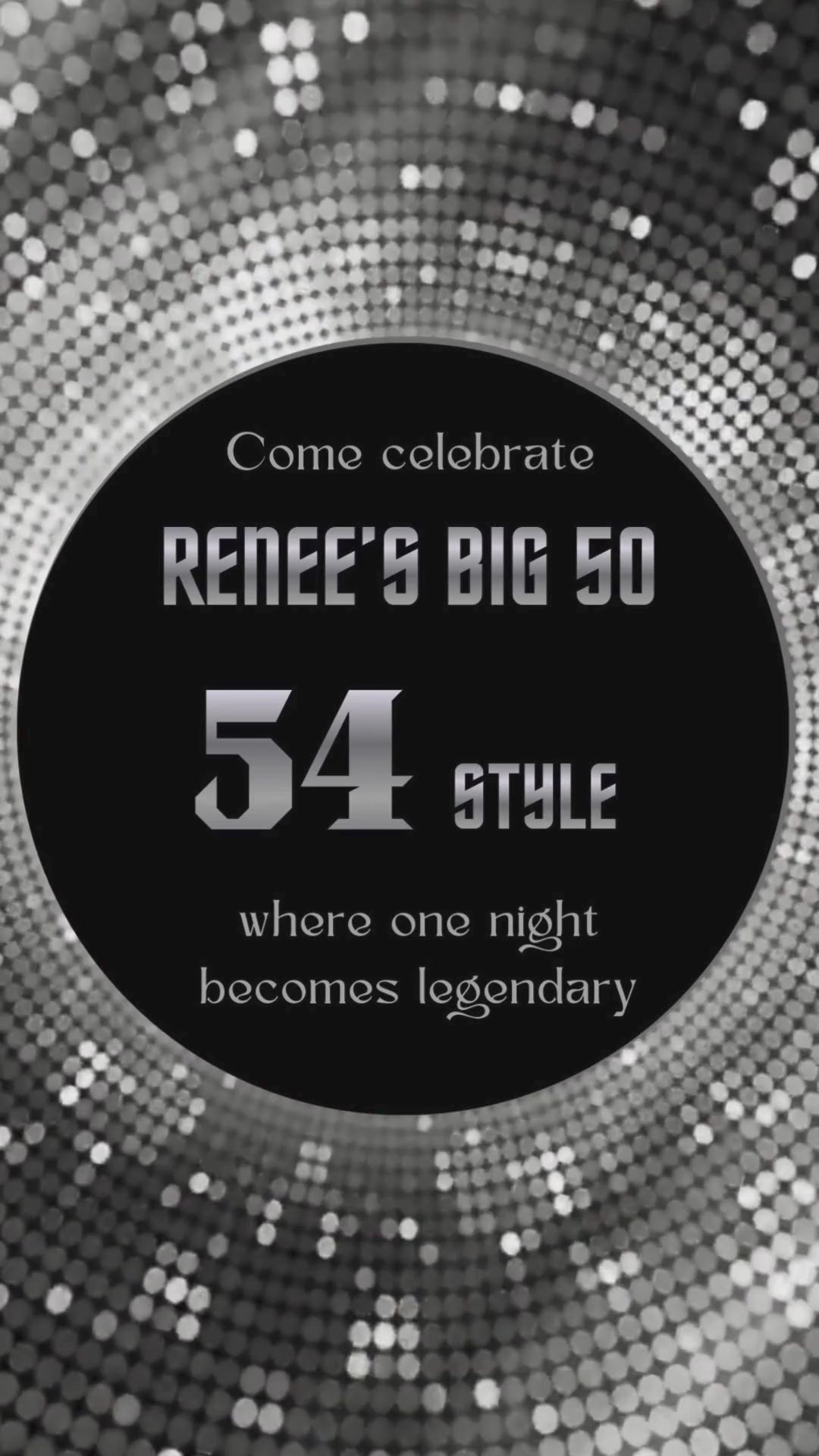 Silver disco party invitation video with disco ball invitation design and silver disco invite theme
