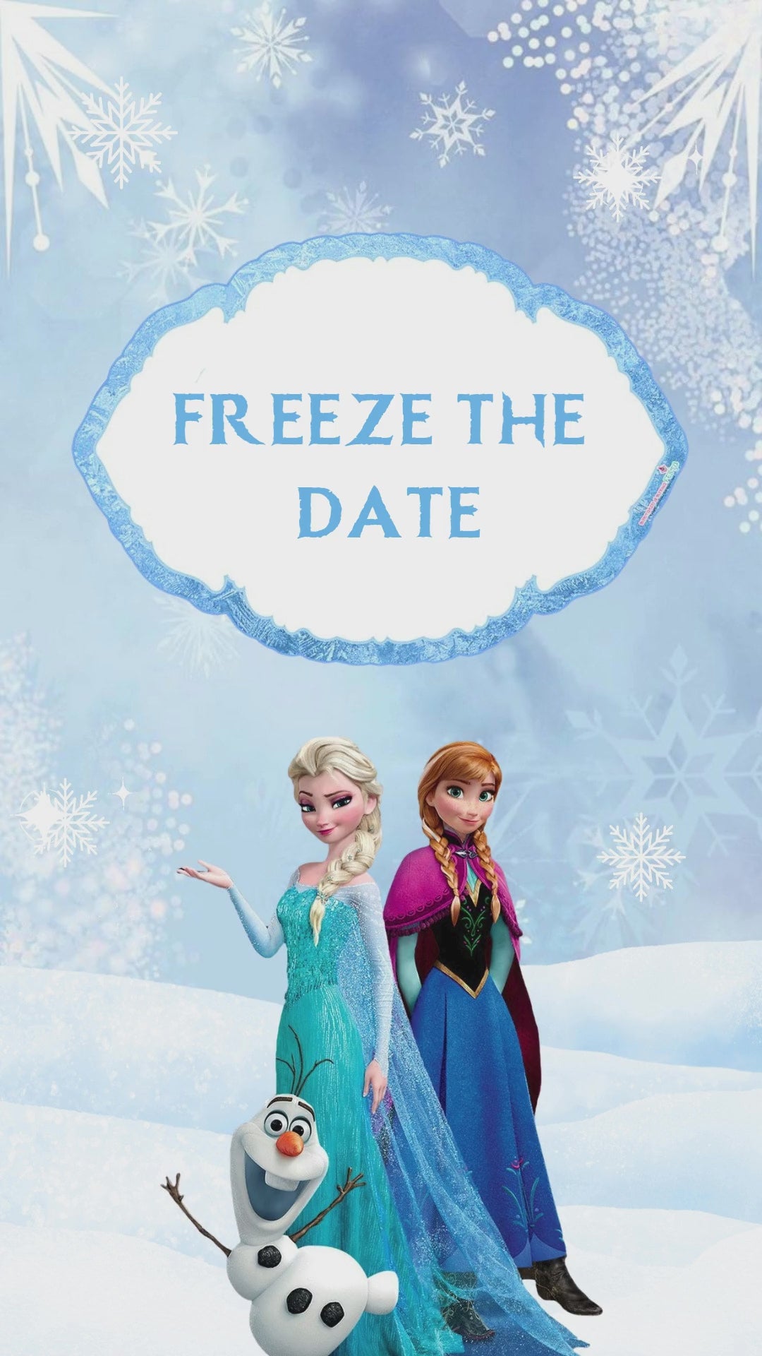 Winter ice princess birthday video invitation with snowflake and castle animation