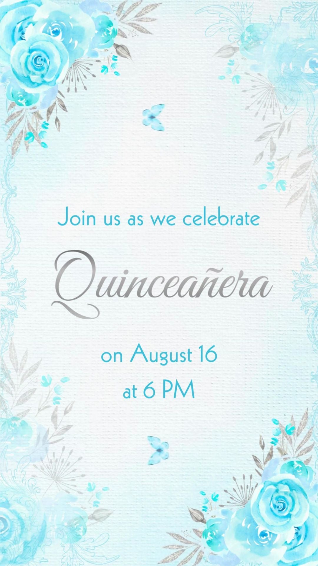 Cinderella Blooming quinceañera video invitation with pumpkin carriage and blooming pink roses