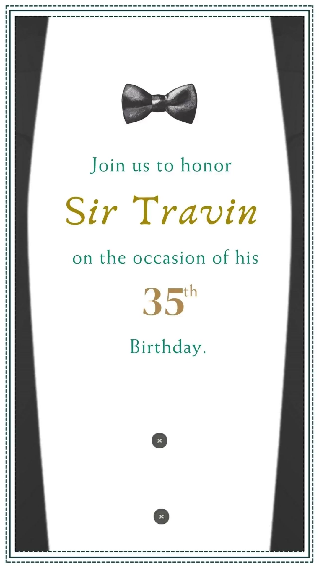 Regency gentleman birthday invitation video showing dark gold formal aristocratic animation for a milestone mens birthday party
