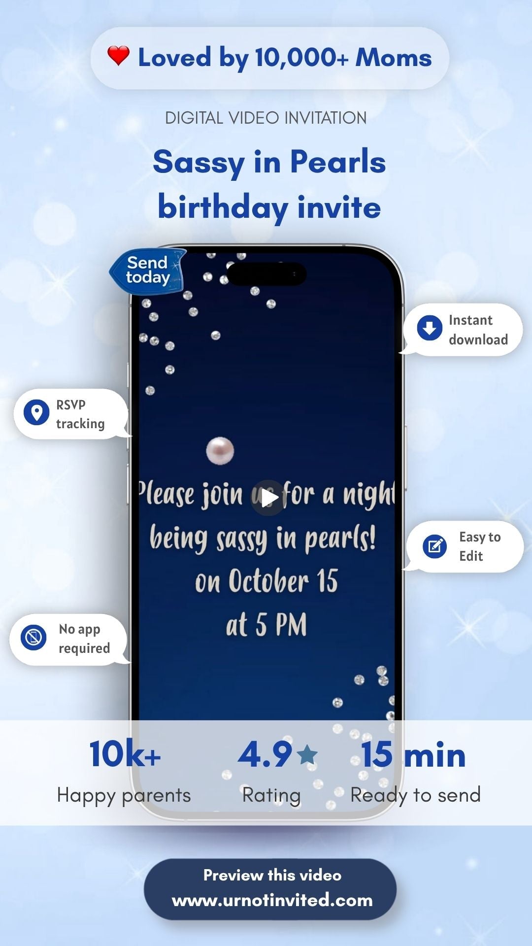 Sassy in Pearl Dinner Birthday Party Invitation - Night Being Sassy in Pearl Birthday Invite | Canva Template | Instant Download - urnotinvitedInvitationsyourenvitedurnotinvitedINV-0253Video OnlySassy in Pearl Dinner Birthday Party Invitation - Night Being Sassy in Pearl Birthday Invite | Canva Template | Instant Download