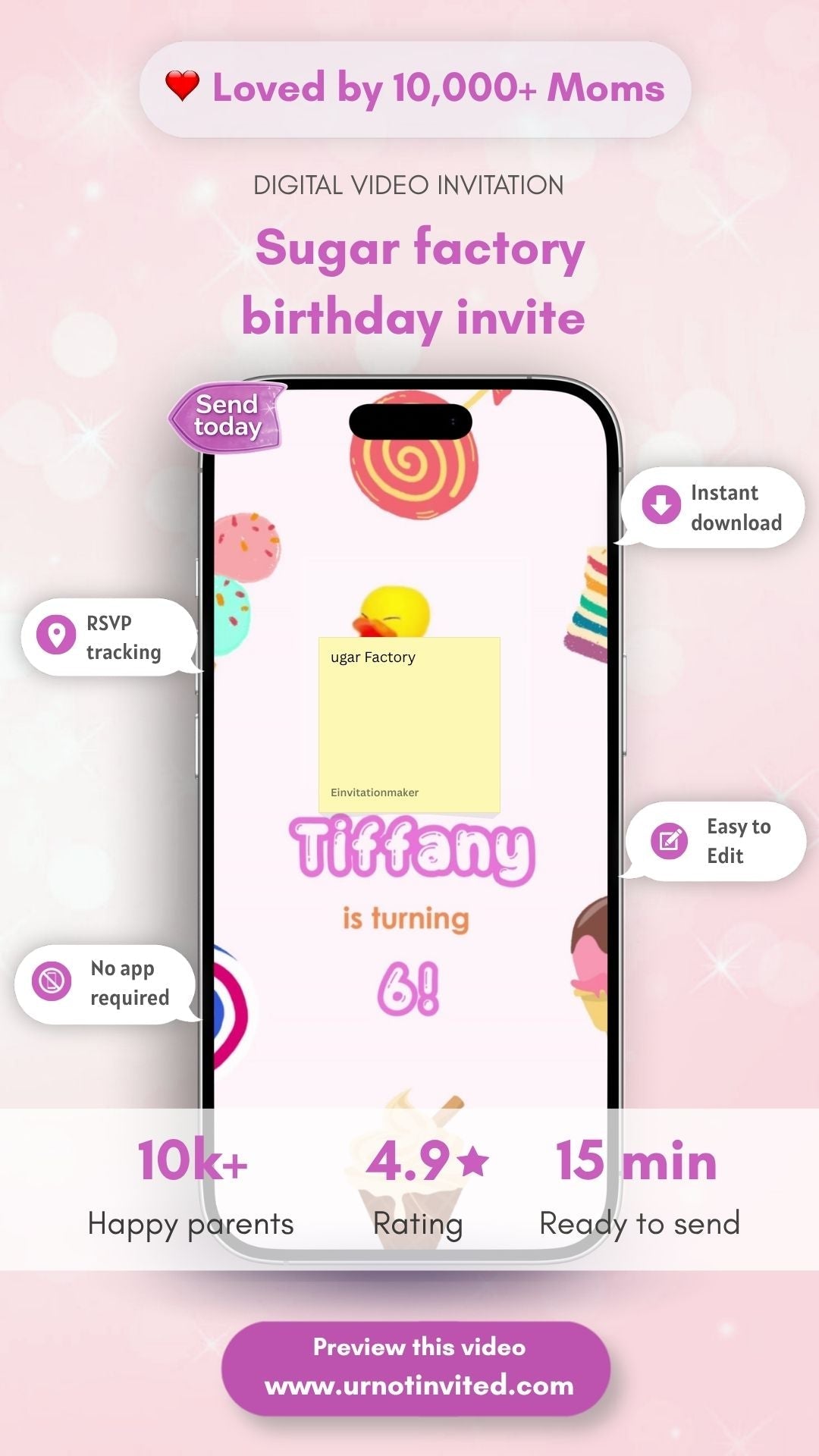 Sugar Factory Birthday Invitation - Sweet Sugar Rush Birthday Party Invite | Canva Template | Instant Download - urnotinvitedKIds BirthdayyourenvitedurnotinvitedINV-0275Video OnlySugar Factory Birthday Invitation - Sweet Sugar Rush Birthday Party Invite | Canva Template | Instant Download
