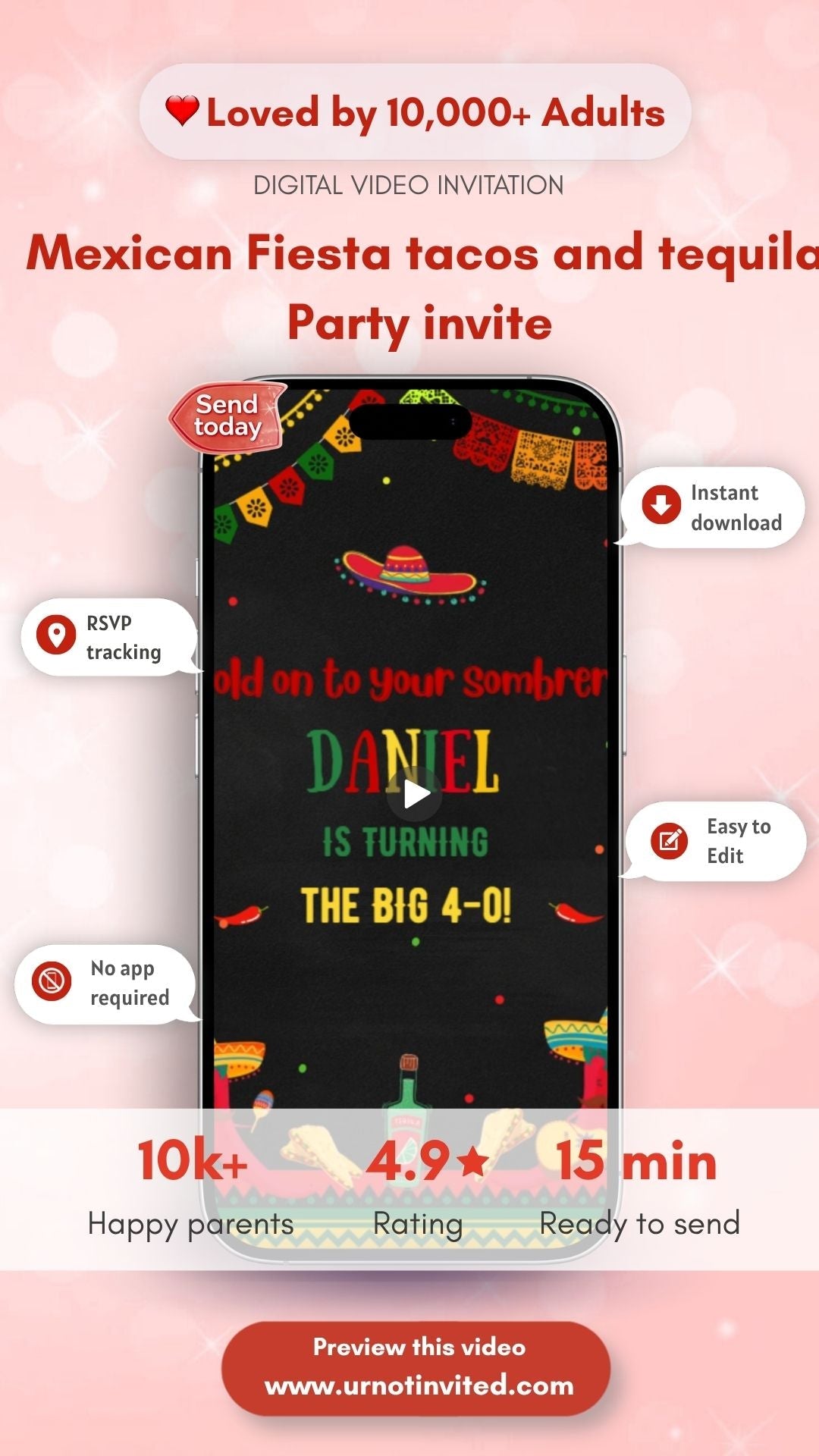 Tacos and Tequila Birthday Video Invitation - Tacos and Tequila Fiesta Theme Digital Invite | Canva Template | Instant Download - urnotinvitedKIds BirthdayurnotinvitedurnotinvitedINV-1300Video OnlyTacos and Tequila Birthday Video Invitation - Tacos and Tequila Fiesta Theme Digital Invite | Canva Template | Instant Download