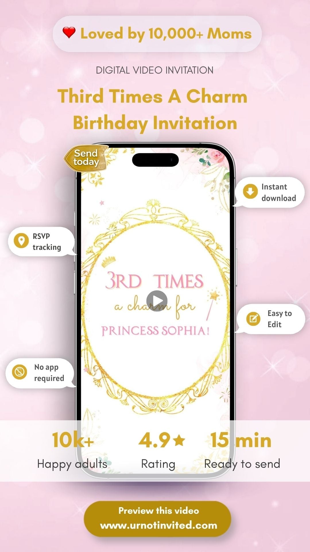 Third Times A Charm Birthday Video Invitation - Three Times A Charm Theme Party Invite | Canva Template | Instant Download - urnotinvitedKIds BirthdayurnotinvitedurnotinvitedINV-1205Video OnlyThird Times A Charm Birthday Video Invitation - Three Times A Charm Theme Party Invite | Canva Template | Instant Download