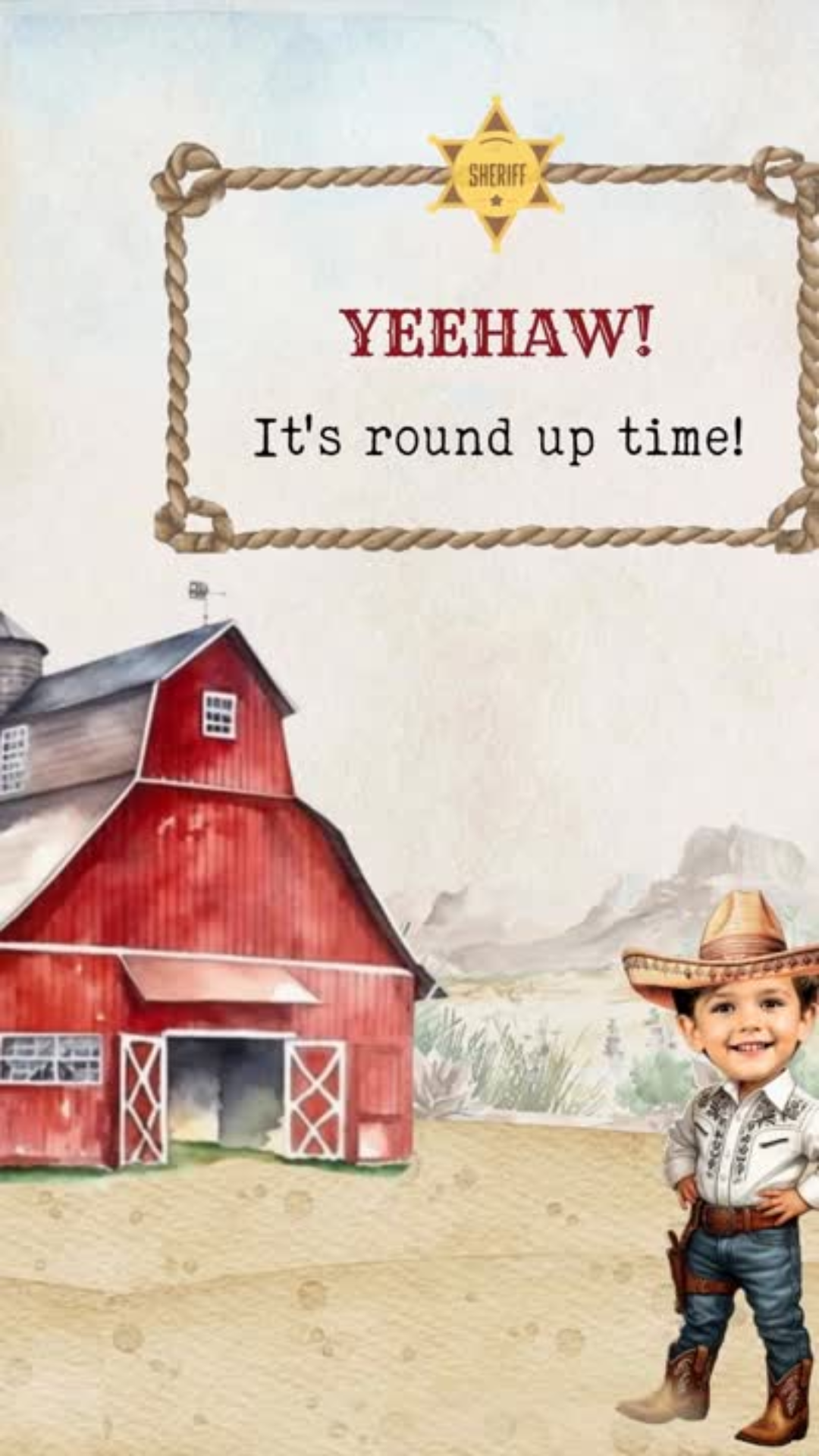 Mexican Cowboy Birthday Video Invitation - Cowboy Birthday Theme Digital Invite