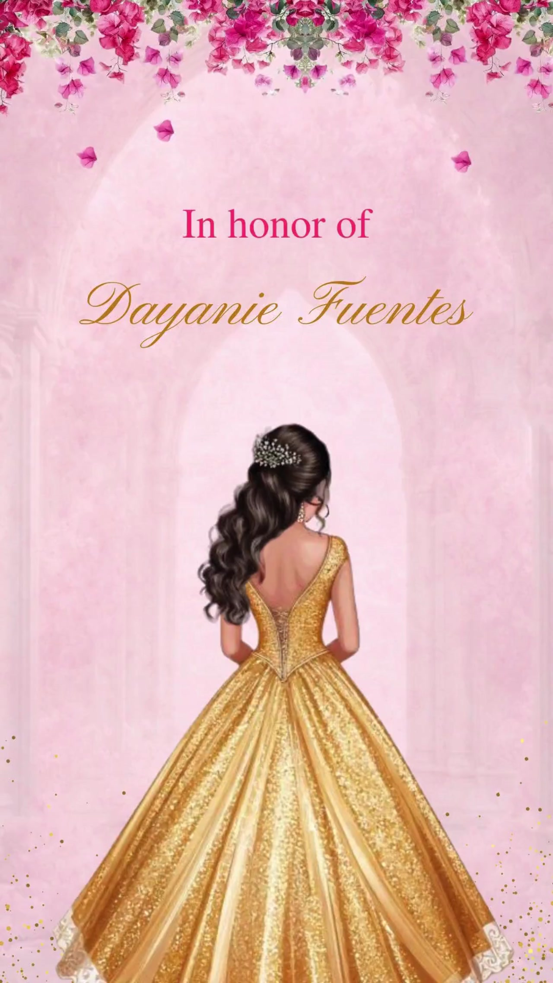 Hot Pink Floral and Butterfly Quinceanera Video Invitation - Butterfly &amp; Floral Design Hot Pink Party Invite