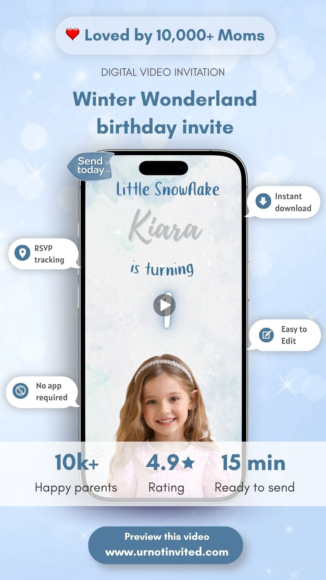 Winter Wonderland Video Invitation - Snowflake Winter Onederland Birthday Invite | canva template | instant download - urnotinvitedKIds BirthdayurnotinvitedurnotinvitedINV-1149Video OnlyWinter Wonderland Video Invitation - Snowflake Winter Onederland Birthday Invite | canva template | instant download