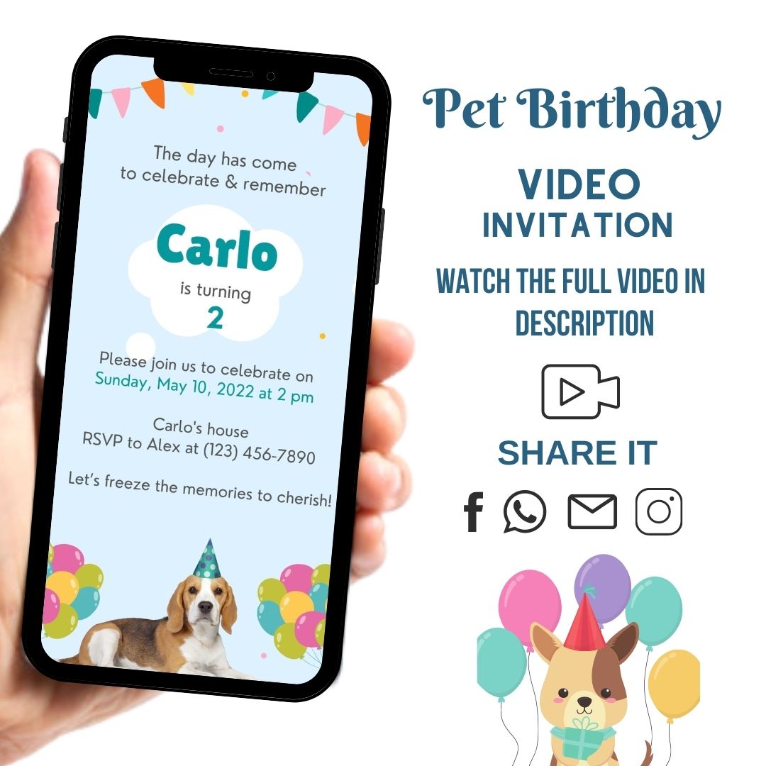 Pet Birthday Video Invitation - Pet Theme Birthday Invite