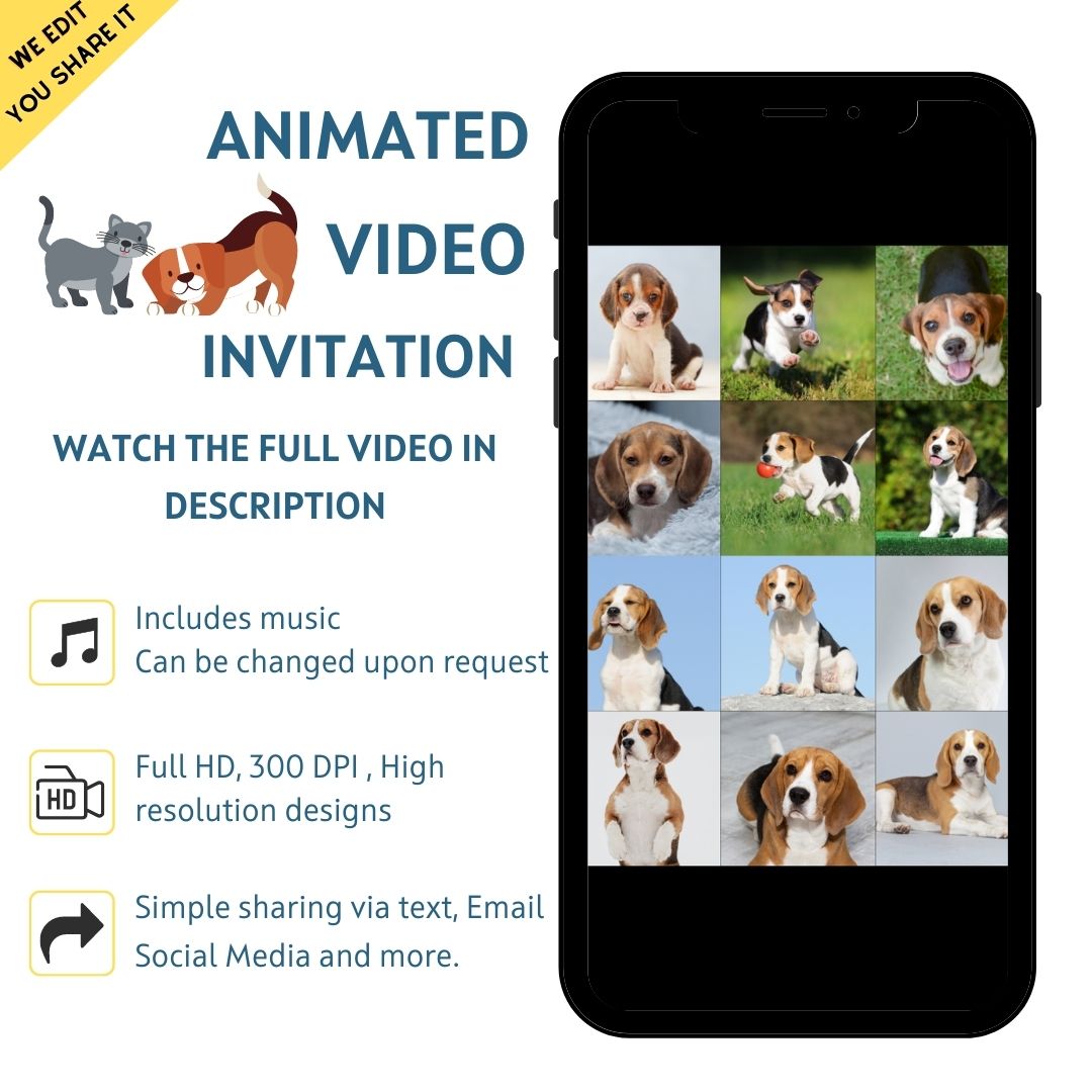 Pet Birthday Video Invitation - Pet Theme Birthday Invite