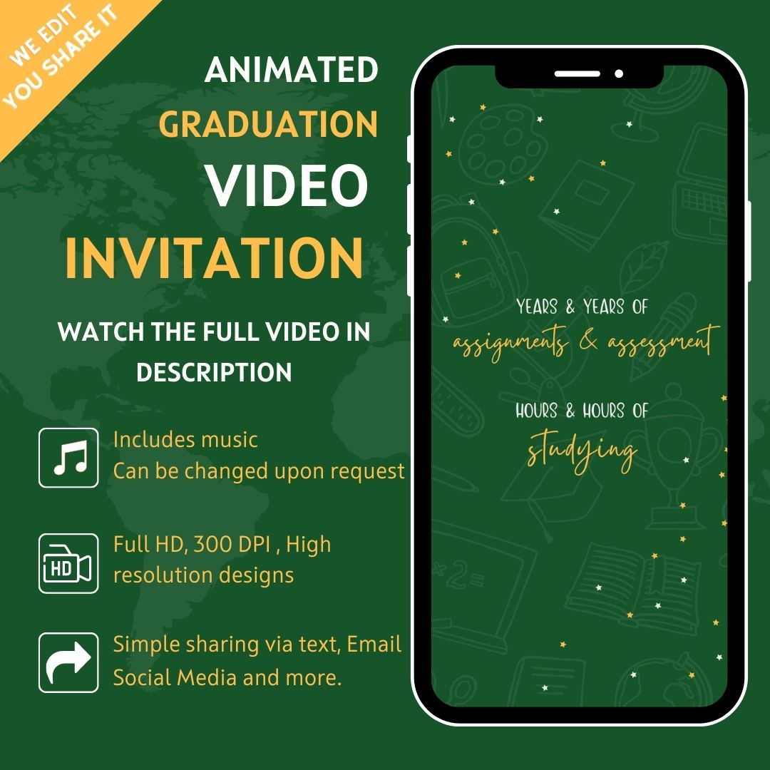 Graduation Video Invitation Template Animated Invitation 