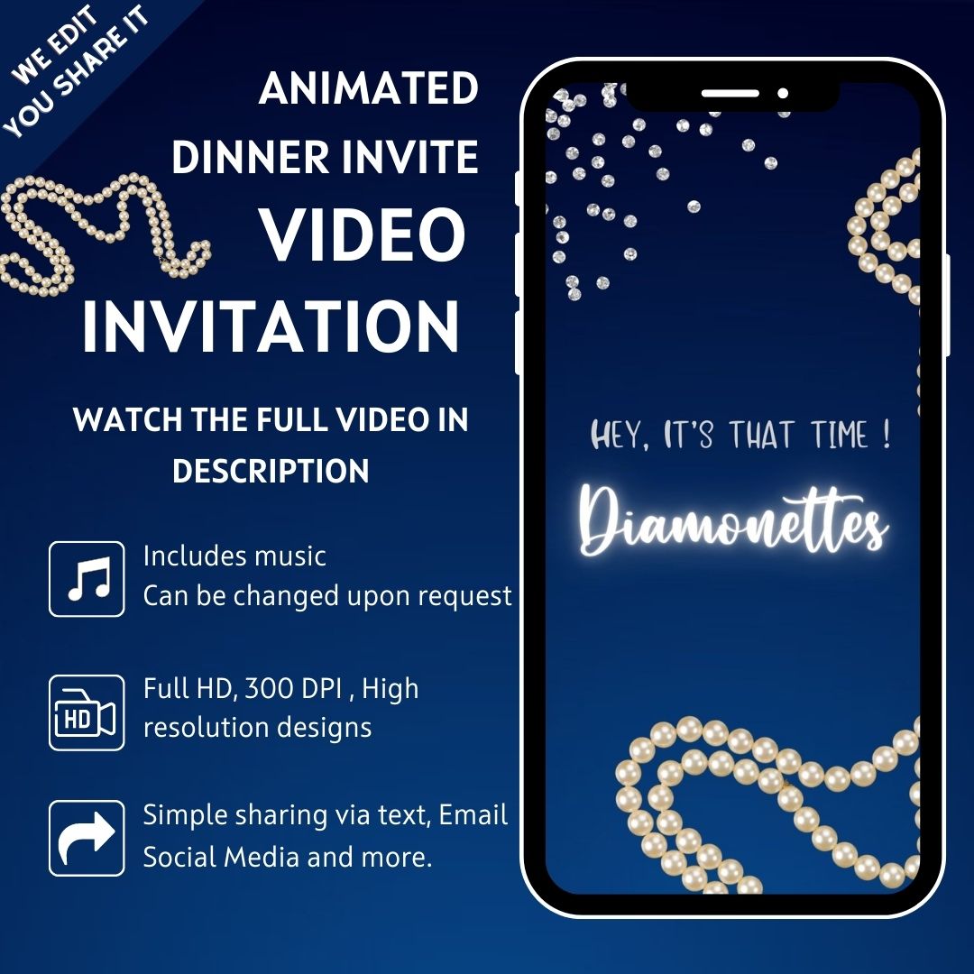 Sassy in Pearl Dinner Birthday Party Invitation - Night Being Sassy in Pearl Birthday Invite